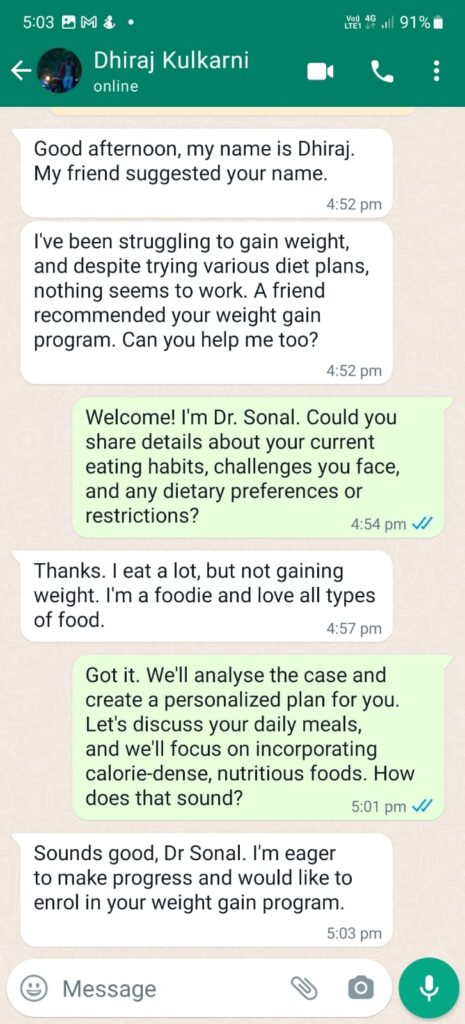 Weight Gain Testimonial